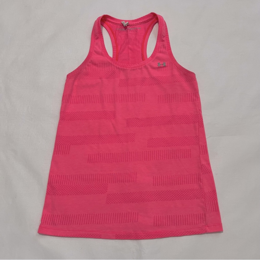Under Armour Threadborne Heat Gear Razor Back  Pink Athletic Tank Top Si…